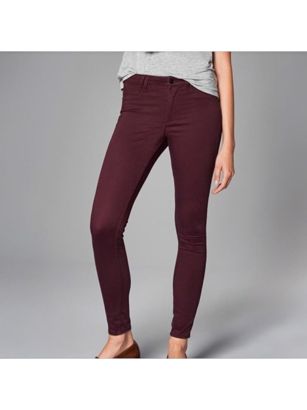 Abercrombie & Fitch Jeans Women Sz 0 Burgundy Red Skinny 25 x 28 New